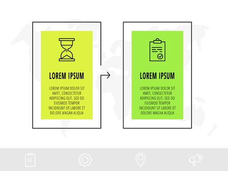 Timeline creative design linear infographics template. Business vector illustration with 2 options, arrows. Can be used for diagrams, presentations, workflow layout, flow chartのイラスト素材