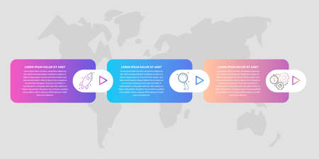 Timeline creative design 3D infographics template. Business vector illustration with 3 options, arrows. Can be used for diagrams, presentations, workflow layout, flow chartのイラスト素材