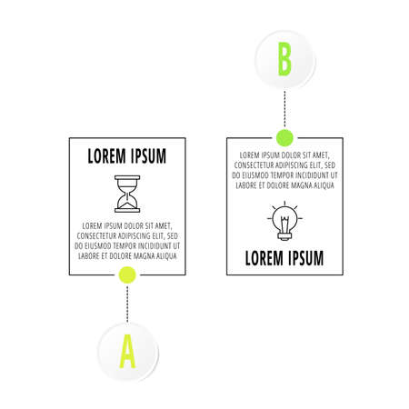 Infographics with two circles and labels. Abstract vector template. Can be used for two diagrams, business, web, workflow layout, presentations, flowchart, info graph, timeline, content, levels, chartのイラスト素材