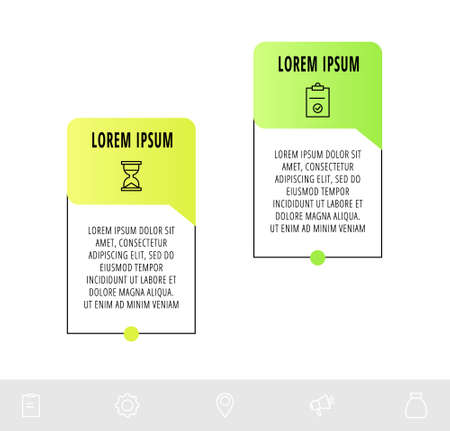 Line vector infographic design with 2 dialogs, icons. Template used for diagram, business, web, banner, workflow layout, presentations, flowchart, info graph, timeline, content, levels, chartのイラスト素材