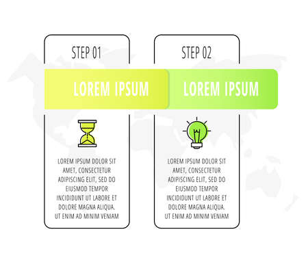 Vector infographic design with 2 rectangles with labels. Flat template used for diagram, business, web, banner, workflow layout, presentations, flowchart, info graph, timeline, content, levels, chartのイラスト素材