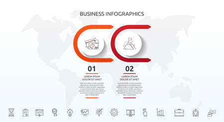 Vector infographic template circles for two icons, diagram, graph, presentation. Business concept with 2 options. For content, flowchart, steps, timeline, workflow, marketing, banner, levels, chartのイラスト素材