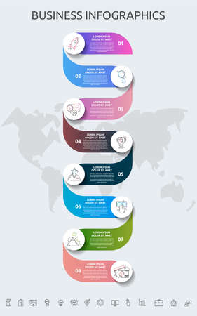 Vector infographic template circles for eight icons, diagram, graph, presentation. Business concept with 8 options. For content, flowchart, steps, workflow, marketing, banner, levels, web, chartのイラスト素材