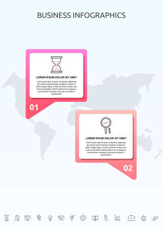 Infographics charts with 2 steps, labels. Vector template used for diagram, business, web, banner, workflow layout, presentationsのイラスト素材