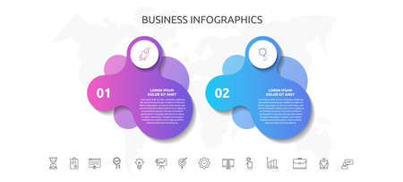 2 steps infographics with abstract labels. Vector template two part used for diagram, info graph, timeline, content, levels, chart, processes diagramのイラスト素材