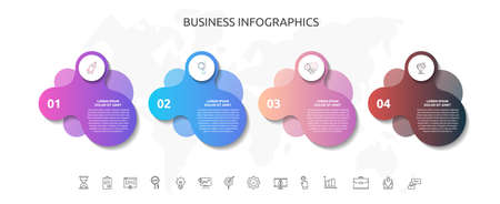 4 steps infographics with abstract labels. Vector template four part used for diagram, business, web, presentations, flowchart, info graph, timeline, contentのイラスト素材