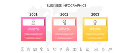 Vector Infographic rectangles with 3 steps. Square template can be used for diagram, business, flowchart, info graph, timeline, content, levels, chart, processes diagram.のイラスト素材