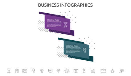 Vector infographic flat template label for two diagram, graph, presentation. Business concept with 2 options. For content, flowchart, steps, timeline, workflow, marketing. EPS10のイラスト素材