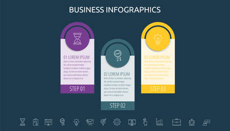 Vector infographic flat template circles for three label, diagram, graph, presentation. Business concept with 3 options. For content, flowchart, steps, timeline, workflow, marketing, levels, bannerのイラスト素材