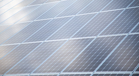 Solar panels. Power station. Blue solar panels. Alternative source of electricity. Solar farm. The...