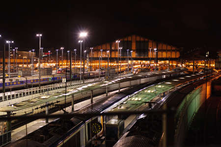 FRANCE, PARIS - 12th of OCTOBER, 2012: Train station Gare du Nord at night, Parisのeditorial素材