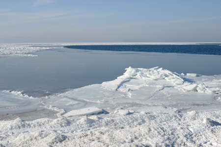 Ice in winter seaの写真素材