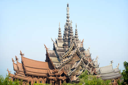 The Sanctuary of Truth made of wood in Pattaya, Chonburi, Thailand. Travel destinations for tourist.の写真素材