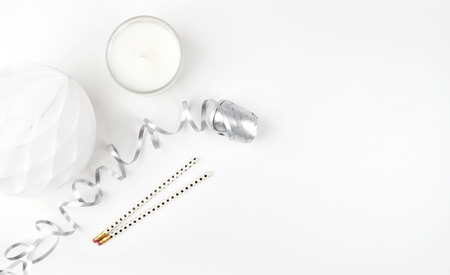 white background table, view table mockup, accessories modernの写真素材