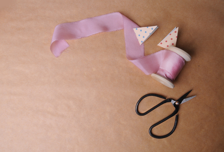 Hand made craft background. Mockup. Rustic styleの写真素材