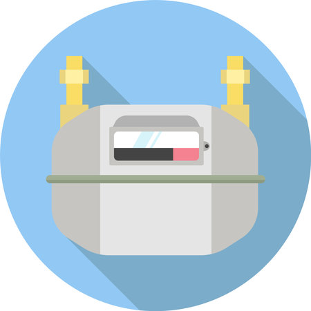 Gas metering device, gas meter, flat icon with a long shadowのイラスト素材