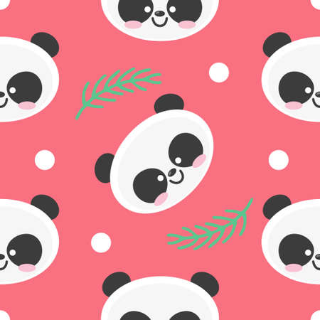 Vector seamless pattern with the image of a cute pandaのイラスト素材
