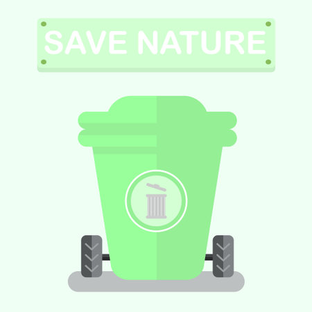 Garbage container, vector illustration in flat style, isolated on a white backgroundのイラスト素材