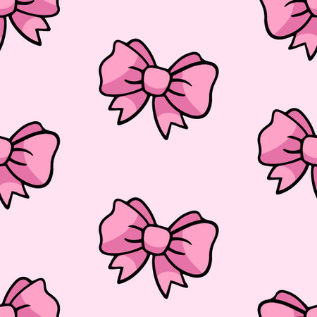 Seamless vector pattern with pink bowのイラスト素材