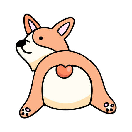 Corgi puppy, vector design element in doodle style, isolated on a white backgroundのイラスト素材