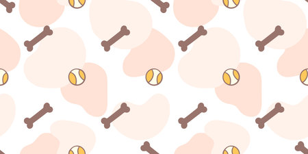 Vector seamless pattern with bones and balls for playing dogのイラスト素材