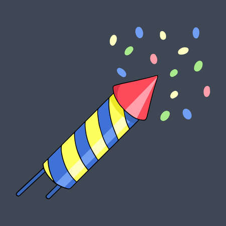 Festive fireworks, vector design element in the style of doodles, hand drawnのイラスト素材