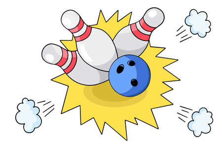 Bowling, vector design element in the style of doodles, isolated on a white background, hand drawnのイラスト素材