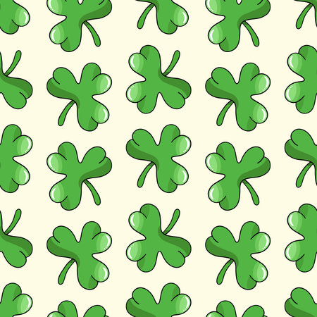 Clover leaves, vector seamless pattern in the style of doodlesのイラスト素材