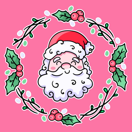 Merry Christmas, cartoon Santa Claus, vector design element, hand drawnのイラスト素材