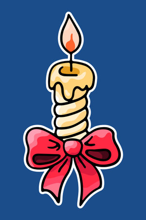 Cartoon decorative candle, vector desing element, hand drawnのイラスト素材