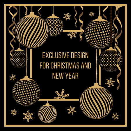 Fashionable new year banner with beautiful Christmas balloonsのイラスト素材