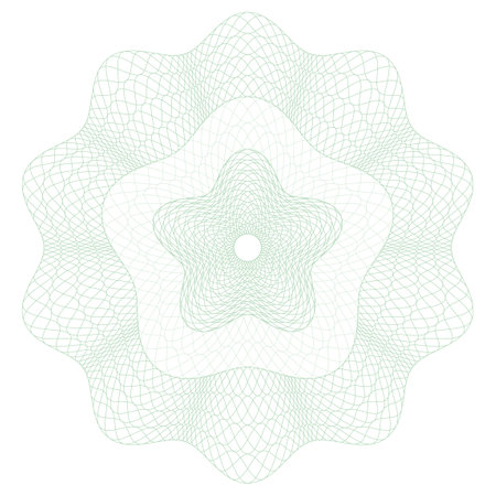 Guilloche rosette, a template for the protection of securities, an ornament in the form of wavy curly lines in the form of a flowerのイラスト素材