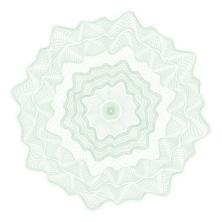 Guilloche rosette, a template for the protection of securities, an ornament in the form of wavy curly lines in the form of a flowerのイラスト素材