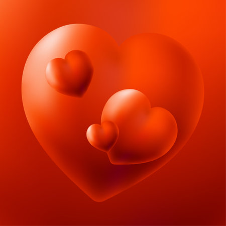Golden heart, Valentine s day decoration, vector illustration, realistic styleのイラスト素材