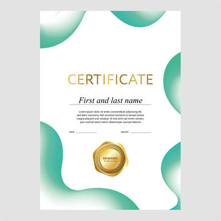 Design of certificate, diploma with medal, seal, layout in vectorのイラスト素材