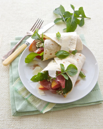 Ham Peach and Cheese Wrapの写真素材