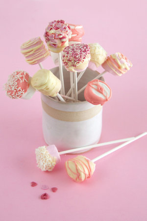 Marshmallow and Chocolate Pops for Valentines dayの写真素材