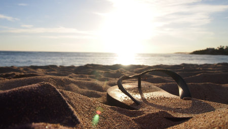Flip flop on the beachの写真素材