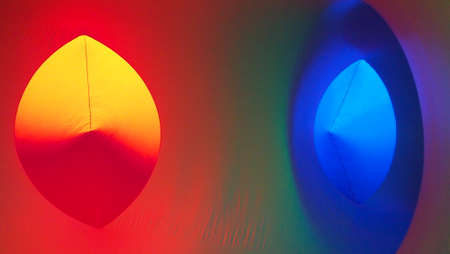 Inside of a coulourful tent art displayの写真素材