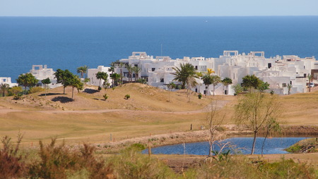 Golf course and luxury villasの写真素材