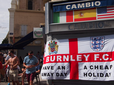 Marseille, France - June 11, 2016: England fans supporting their team in the infamous 1-1 draw with Russia at Euro 2016. Clashes with police, Marseille and Russian fans dominated the headlines.のeditorial素材