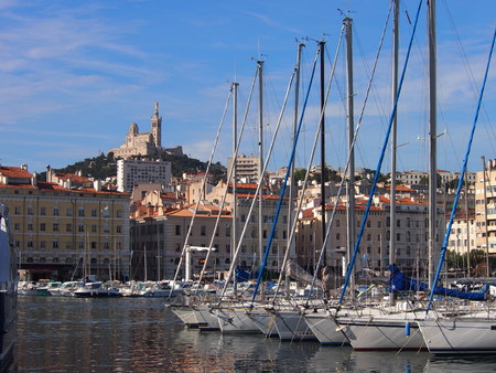 Marseille Vieux Port in the sunshineの写真素材