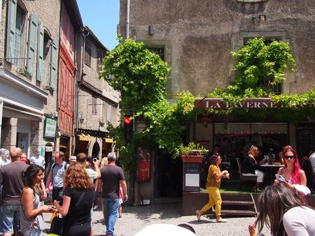 Carcassonne, France - June 25, 2016: Carcassonne town centre in summerのeditorial素材