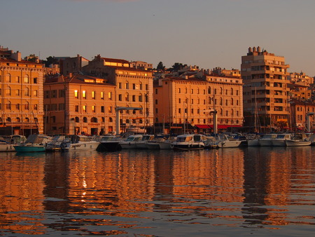 Marseille Vieux Port at sunsetの写真素材