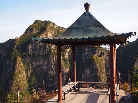 Empty pagoda in Longqingxia National Park in Chinaの写真素材