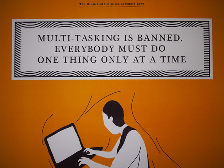 Shanghai, China - 14 October 2016: A thought provoking sign about how the modern generation cannot focus on one taskのeditorial素材