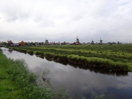 Dutch landscape view at Zaanse Schans                 の写真素材
