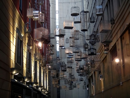 Street full of bird cages, Sydneyの写真素材