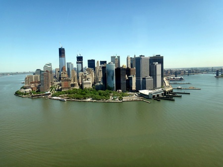 Manhattan skyline - chopper viewの写真素材