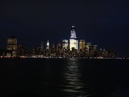 Manhattan skyline at nightの写真素材